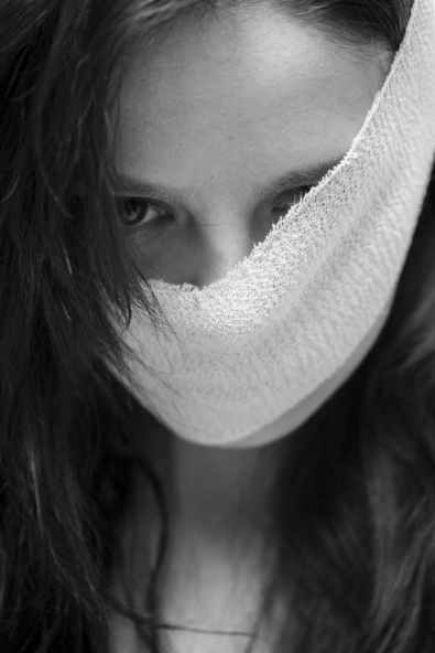alone black and white blur eyes